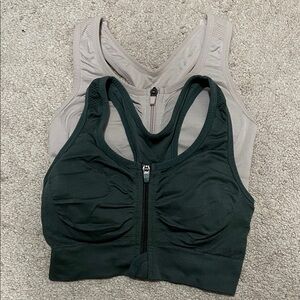 Women's green and beige/nude Sports Bras